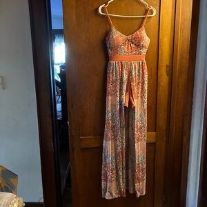 No Boundaries Floral Patchwork Maxi Romper XS